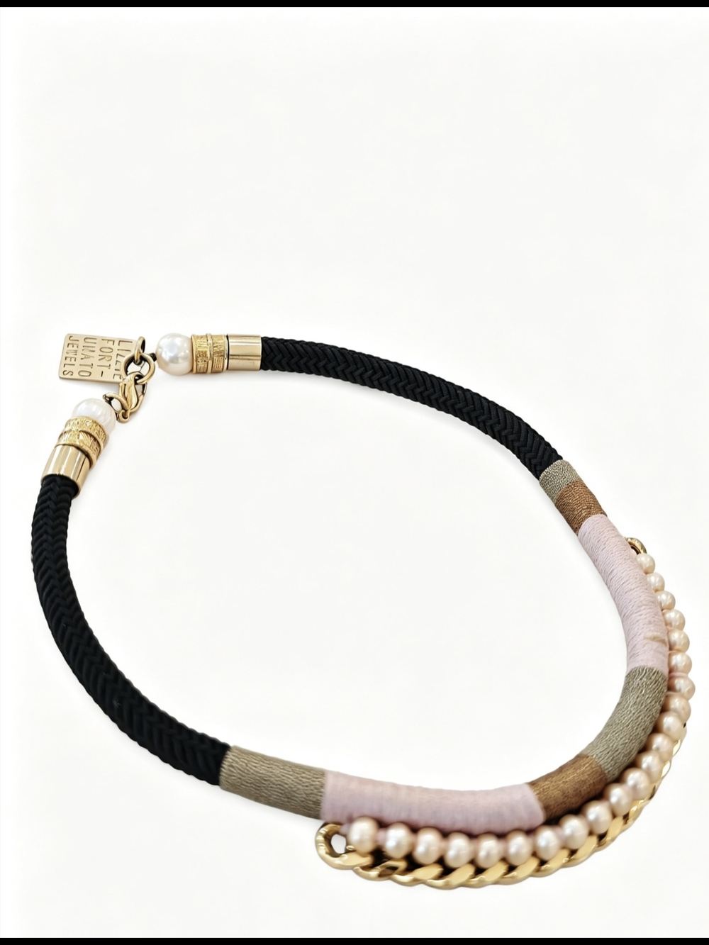 Lizzie FortunatoMixed-Material Pearl & Rope Choker Necklace